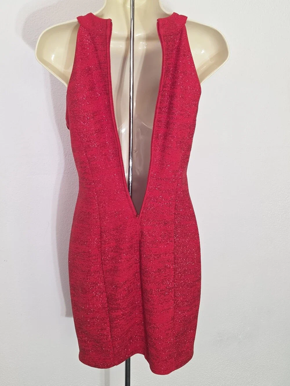 Honey and Rosie Dress Shimmery Halter Neckline Sleeveless Vibrant Red Size S - Picture 11 of 16